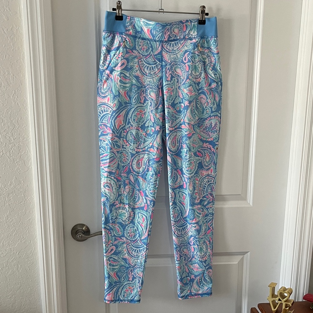 Lilly Pulitzer Luxletic Zanzibar Blue Fish Kiss Rin around Pant